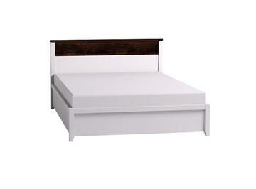 Полутороспальная кровать Норвуд 33 с гибкими ламелями металл, Белый-Орех шоколадный в Ангарске