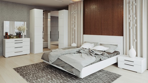 Спальный гарнитур Наоми №4, цвет Белый глянец в Ангарске - изображение