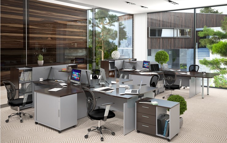 Набор мебели в офис OFFIX-NEW для двух сотрудников и руководителя в Ангарске - изображение 1