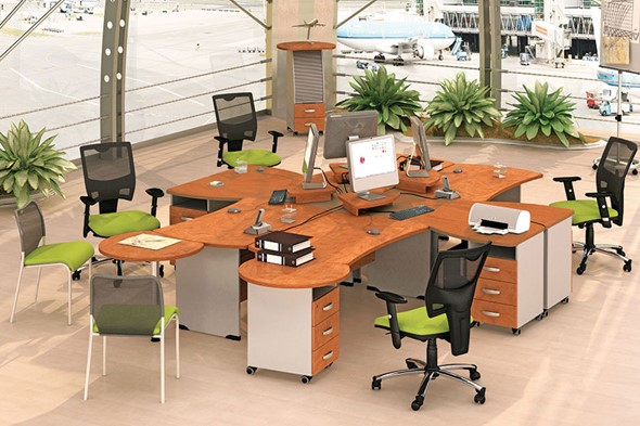 Комплект офисной мебели Boston расстановка крестом" для 4 сотрудников в Ангарске - изображение