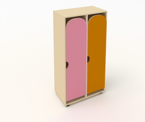 Детский шкаф ШГ2 Беж+Оранжевый+Розовый в Ангарске - изображение