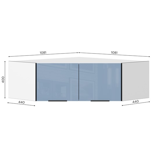 Антресоль углового шкафа 45 гр Урбан ЛД 528.320.000, Белый/Капри Синий в Ангарске - изображение 1