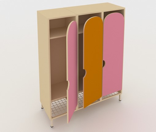 Шкаф детский ШГС3 Беж + Розовый + Оранжевый в Ангарске - изображение