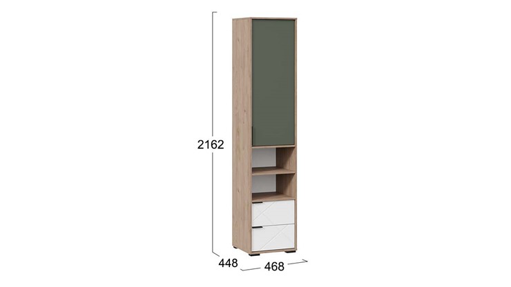 Шкаф комбинированный Лео ТД-410.07.20 (Гикори джексон/Белый матовый/Дымчатый зеленый) в Ангарске - изображение 2