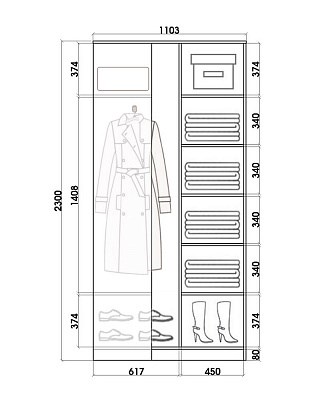 Шкаф угловой с зеркалом, 2400х1103, ХИТ У-24-4-15, шимо светлый в Ангарске - изображение 2