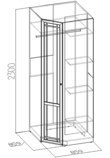 Распашной шкаф угловой Sherlock 63+ фасад стандарт, Дуб Сонома в Братске - изображение 2