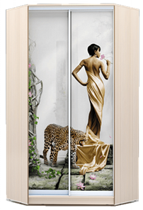 Шкаф 2300х1103, ХИТ У-23-4-77-03, Девушка с леопардом, дуб млечный в Ангарске