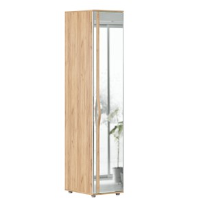 Одностворчатый шкаф зеркальный Марта-2 Дуб золотой/Белый глянец ЛД 406.030 в Братске