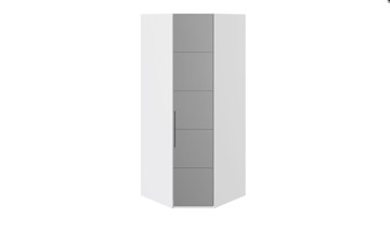 Распашной шкаф угловой Наоми с зеркальной правой дверью, цвет Белый глянец СМ-208.07.07 R в Ангарске - предосмотр
