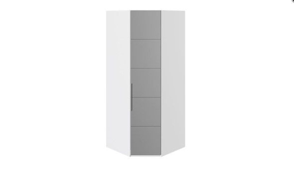 Распашной шкаф угловой Наоми с зеркальной правой дверью, цвет Белый глянец СМ-208.07.07 R в Ангарске - изображение