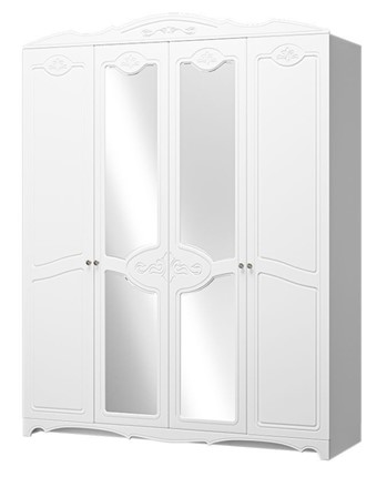 Шкаф четырехдверный Лотос ШР-4 (Белый) 2 зеркала в Ангарске - изображение