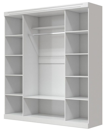 Шкаф четырехдверный в спальню Олимп ШР-4 (Белый) 2 зеркала в Ангарске - изображение 1