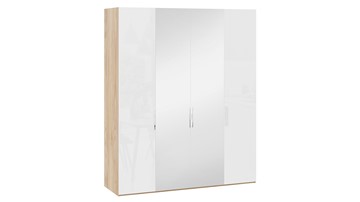 Шкаф для одежды Эмбер СМ-348.07.013 (Яблоня Беллуно/Белый глянец) в Ангарске