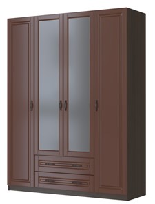 Четырехстворчатый шкаф Кантри, лак орех ШР-4, с 2мя зеркалами в Ангарске - предосмотр