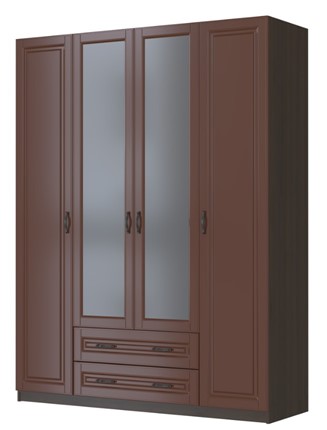 Четырехстворчатый шкаф Кантри, лак орех ШР-4, с 2мя зеркалами в Ангарске - изображение