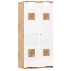 Шкаф двухстворчатый Фиджи с декоративными накладками 659.237, цвет белый в Иркутске