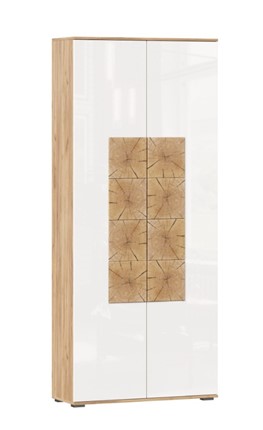 Шкаф двухстворчатый Фиджи с декоративными накладками 659.310, Дуб Золотой/Белый в Ангарске - изображение
