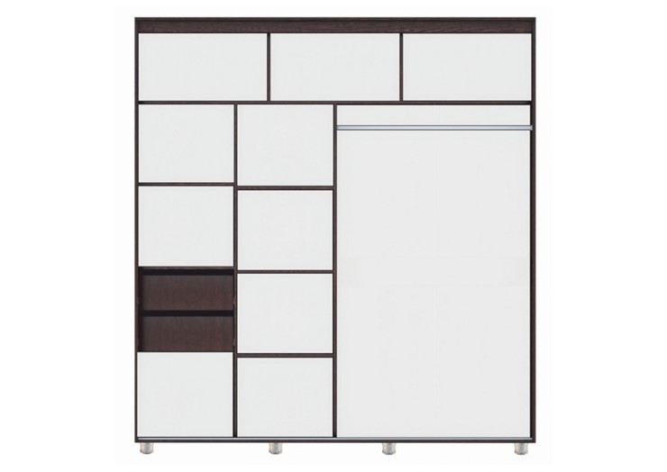 Шкаф 2-х дверный Комфорт №12 2.0 с фигурными зеркалами, Ясень анкор светлый в Ангарске - изображение 1