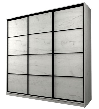 Шкаф 3-х дверный MAX МШ-27-6-24/2-111, Профиль Черный/Цвет Дуб Крафт белый в Ангарске - изображение