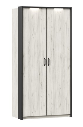 2-створчатый шкаф Техно с паспарту, Дуб крафт белый в Братске - изображение