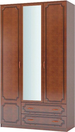 Шкаф трехстворчатый Лак ШР-3 (Орех) с зеркалом в Ангарске - изображение