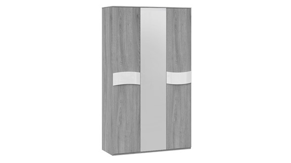 Трехстворчатый шкаф Миранда (Дуб Гамильтон/Белый глянец) в Ангарске - изображение
