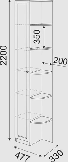 Угловой шкаф-стеллаж Беатрис М13 левый (Орех Гепланкт) в Братске - изображение 3