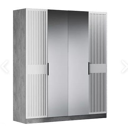 Шкаф 4-дверный Бержер, 2 двери глухие + 2 шт с зеркалом в Ангарске - изображение