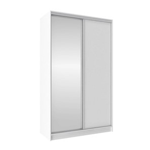 Шкаф 2-х створчатый 1350 Домашний Зеркало/ЛДСП, Белый в Ангарске