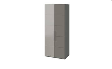 Распашной шкаф Наоми с 1 зеркальной левой дверью, цвет Фон серый, Джут СМ-208.07.04 L в Ангарске