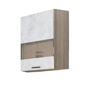 Шкаф кухонный со стеклом Модус, Ш500с/720, цемент светлый в Ангарске - предосмотр