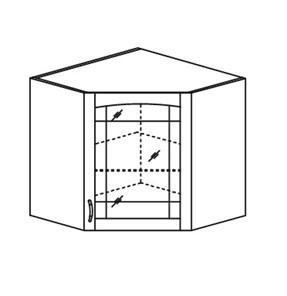Кухонный шкаф Кантри настенный угловой со вставкой из стекла 718*600*600 мм в Ангарске