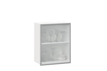Шкаф кухонный 600, Шервуд, со стеклом правый, ЛД 281.352.000.116, белый/серый в Ангарске