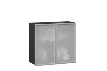 Шкаф кухонный 800, Шервуд, со стеклом ЛД 281.361.000.030, серый/черный в Ангарске