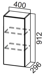 Навесной кухонный шкаф Стайл, Ш400/912, МДФ в Ангарске - предосмотр
