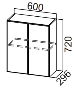 Навесной кухонный шкаф Стайл, Ш600/720, МДФ в Ангарске - предосмотр