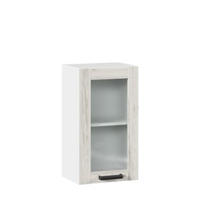 Кухонный шкаф 400 со стеклом Винченца ЛД 234.320.000.028, Белый/Дуб Крафт белый в Ангарске