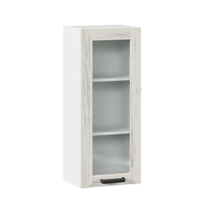 Навесной шкаф 400 высокий со стеклом Винченца ЛД 234.420.000.036, Белый/Дуб Крафт белый в Ангарске