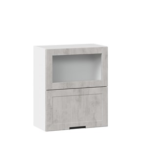Кухонный навесной шкаф 600 горизонтальный с 2 складными дверями Джамис ЛД 296.970.000.041, Белый/Белый камень в Ангарске