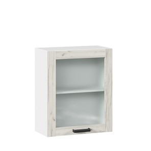 Кухонный шкаф 600 со стеклом Винченца ЛД 234.350.000.031, Белый/Дуб Крафт белый в Ангарске