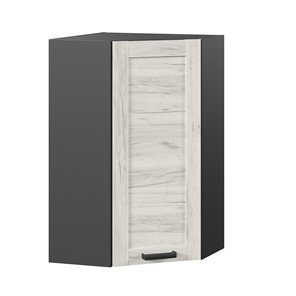 Навесной кухонный шкаф 600 угловой высокий Винченца ЛД 234.620.000.089, Чёрный/Дуб Крафт белый в Ангарске