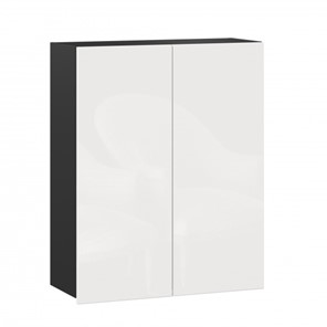 Навесной кухонный шкаф 800 высокий, Шервуд, ЛД 281.460.000.080, черный/белый глянец в Ангарске