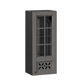 Навесной шкаф Амели-3 400 высокий со стеклом ЛД 299.420.000.042, Черный/Оникс серый в Ангарске