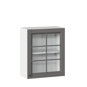 Кухонный шкаф Амели-3 600 со стеклом ЛД 299.350.000.030, Белый/Оникс серый в Ангарске