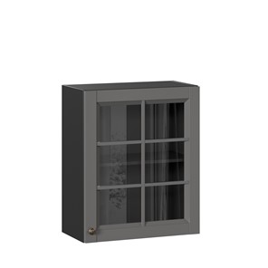 Кухонный шкаф Амели-3 600 со стеклом ЛД 299.350.000.032, Черный/Оникс серый в Ангарске
