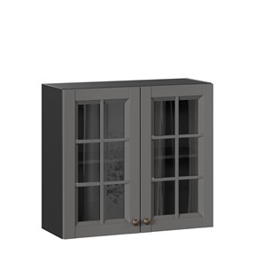 Шкаф кухонный Амели-3 800 со стеклом ЛД 299.360.000.036, Черный/Оникс серый в Ангарске