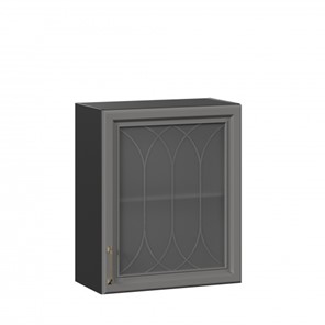 Навесной шкаф Джелатто 600 со стеклом ЛД 241.350.000.147, Черный/Оникс серый в Ангарске