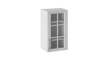 Кухонный навесной шкаф Прованс (Белый глянец/Санторини светлый) со стеклом В_72-40_1ДРс в Ангарске