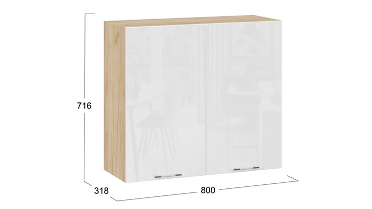 Навесной кухонный шкаф Весна 1В8 (Дуб Крафт золотой/Белый глянец) в Ангарске - изображение 2