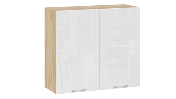 Навесной кухонный шкаф Весна 1В8 (Дуб Крафт золотой/Белый глянец) в Ангарске - изображение